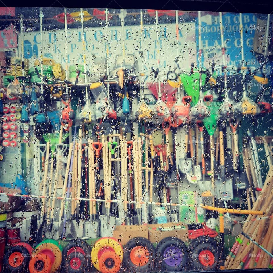 Rain and rainbow through phone camera