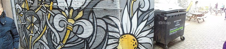 panoramic of graffiti on a wall