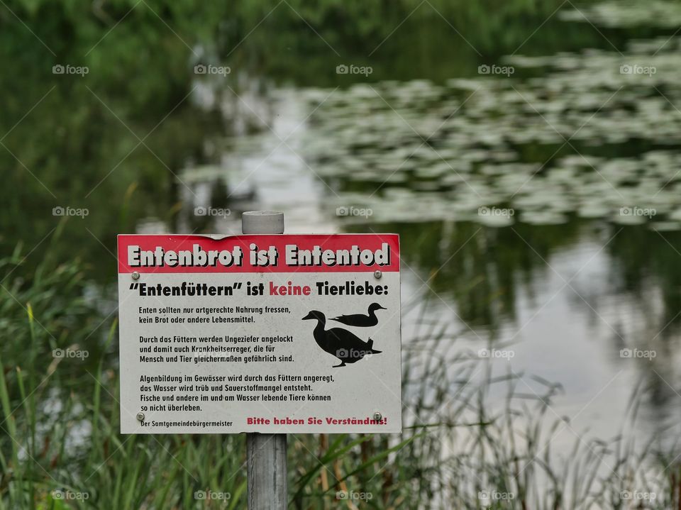 Please don’t feed ducks with bread ( German warning sign)