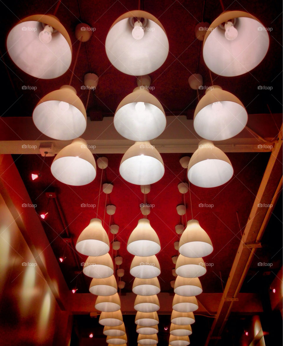 White lamp over the red ceiling