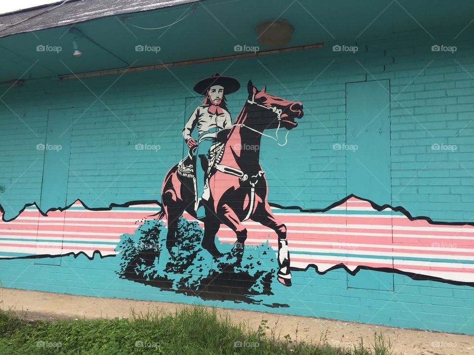 Texas cowboy mural 