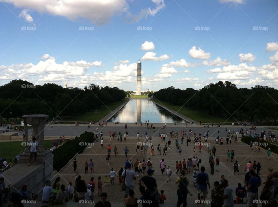 The Washington Monument, even under repair and surrounded by