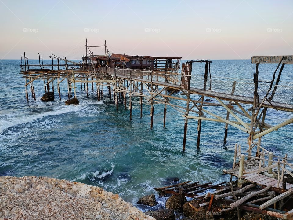 Costa dei trabocchi, Abruzzo. Old structures for fishing