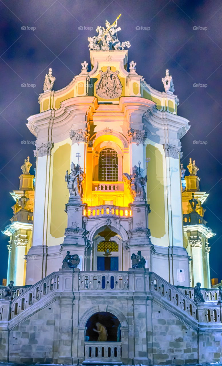 Night Lviv city scene