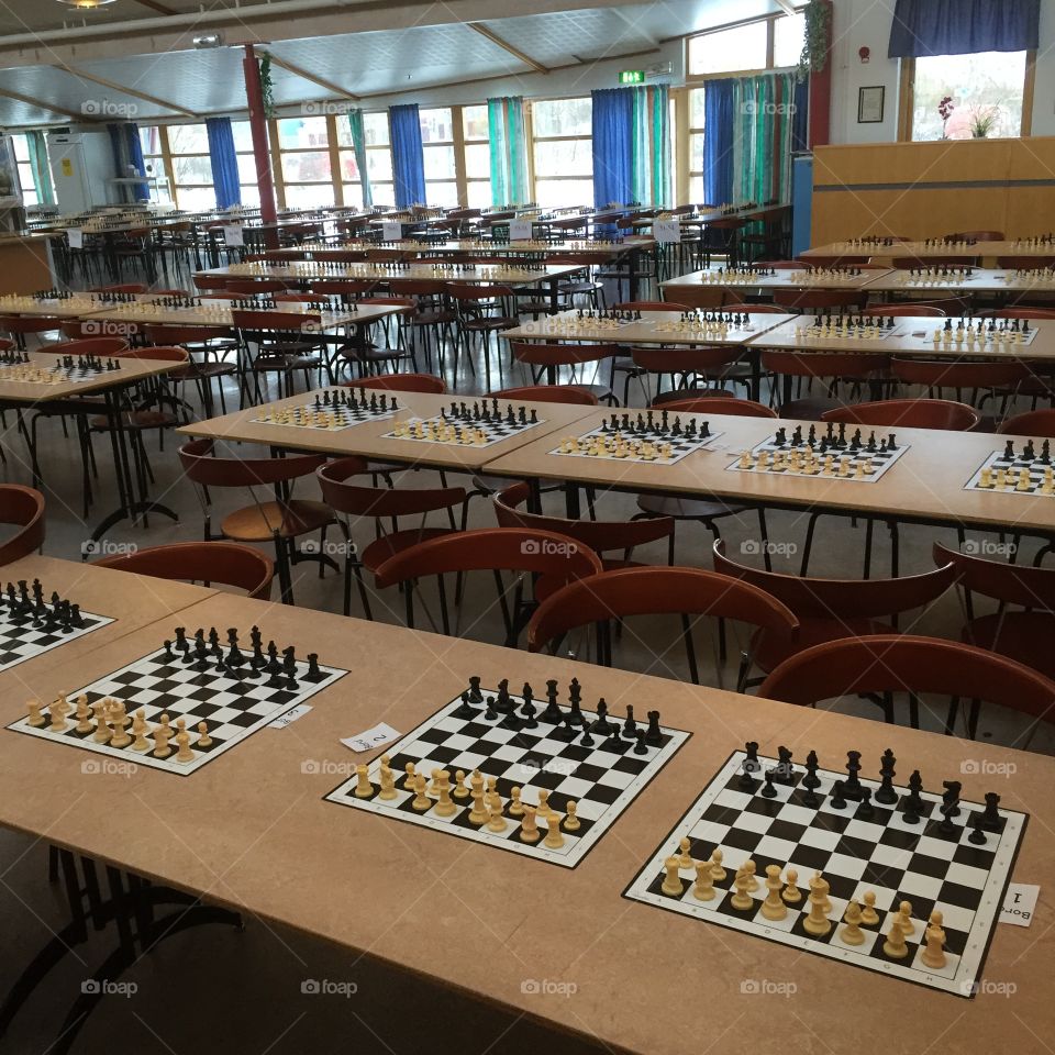 Chessboard in school . A chess match in school 