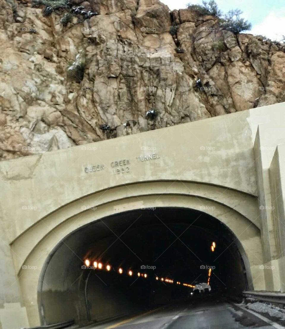 Amazing Queen Creek Tunnel. Beautiful Queen Creek Arizona Tunnel of first snow fall.