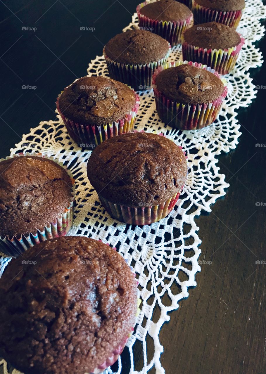 Homemade cocoa and amaretti muffins 