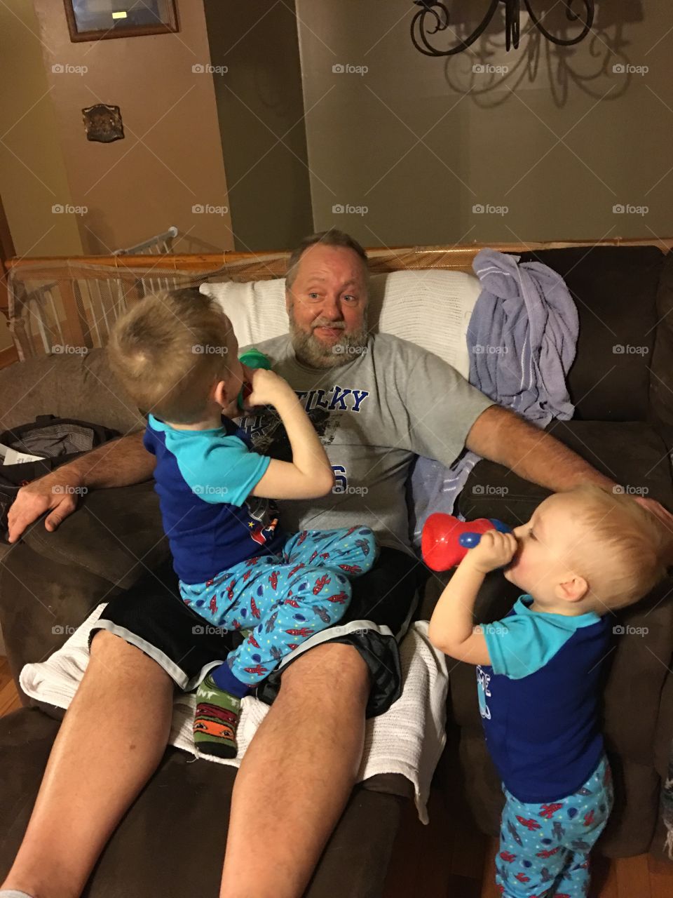 Both boys wanting Paws attention 