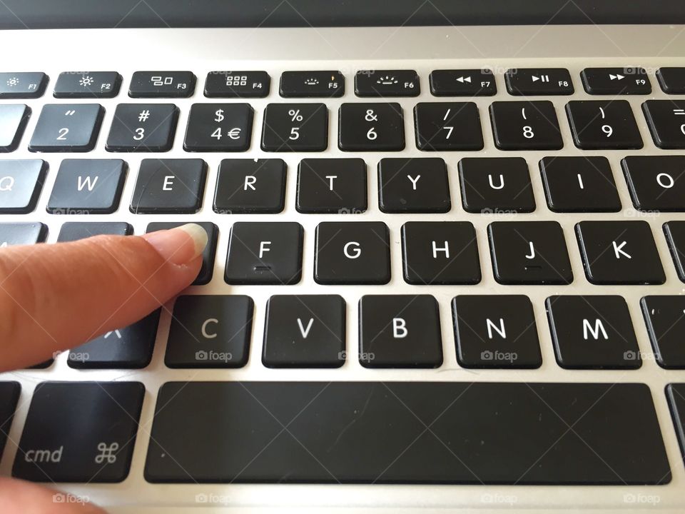 Typing on PC. Writing on a computer. 