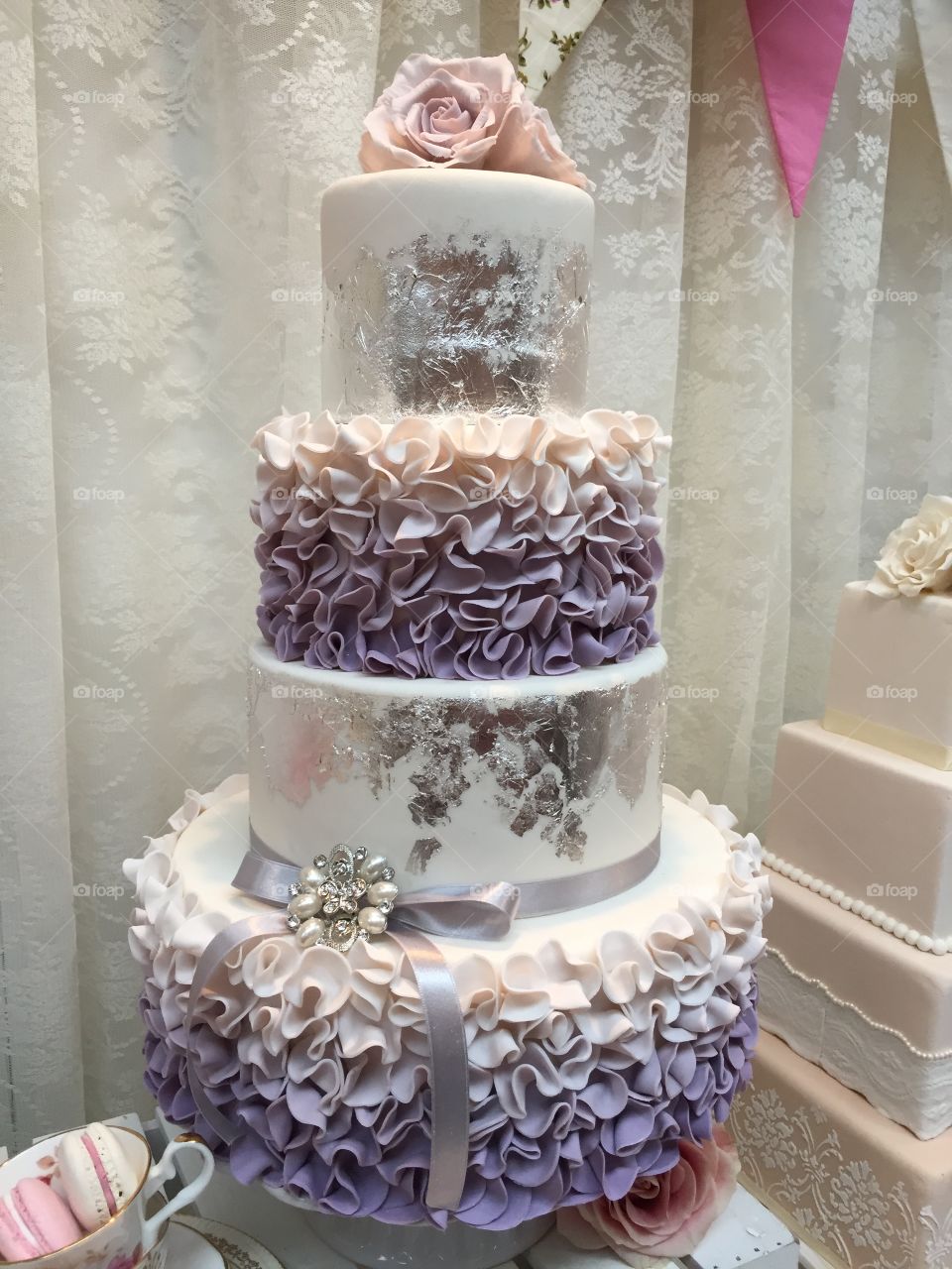 Wedding cake at a weddingfair in Sweden.