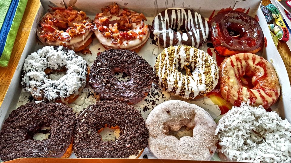 Many flavors of donuts