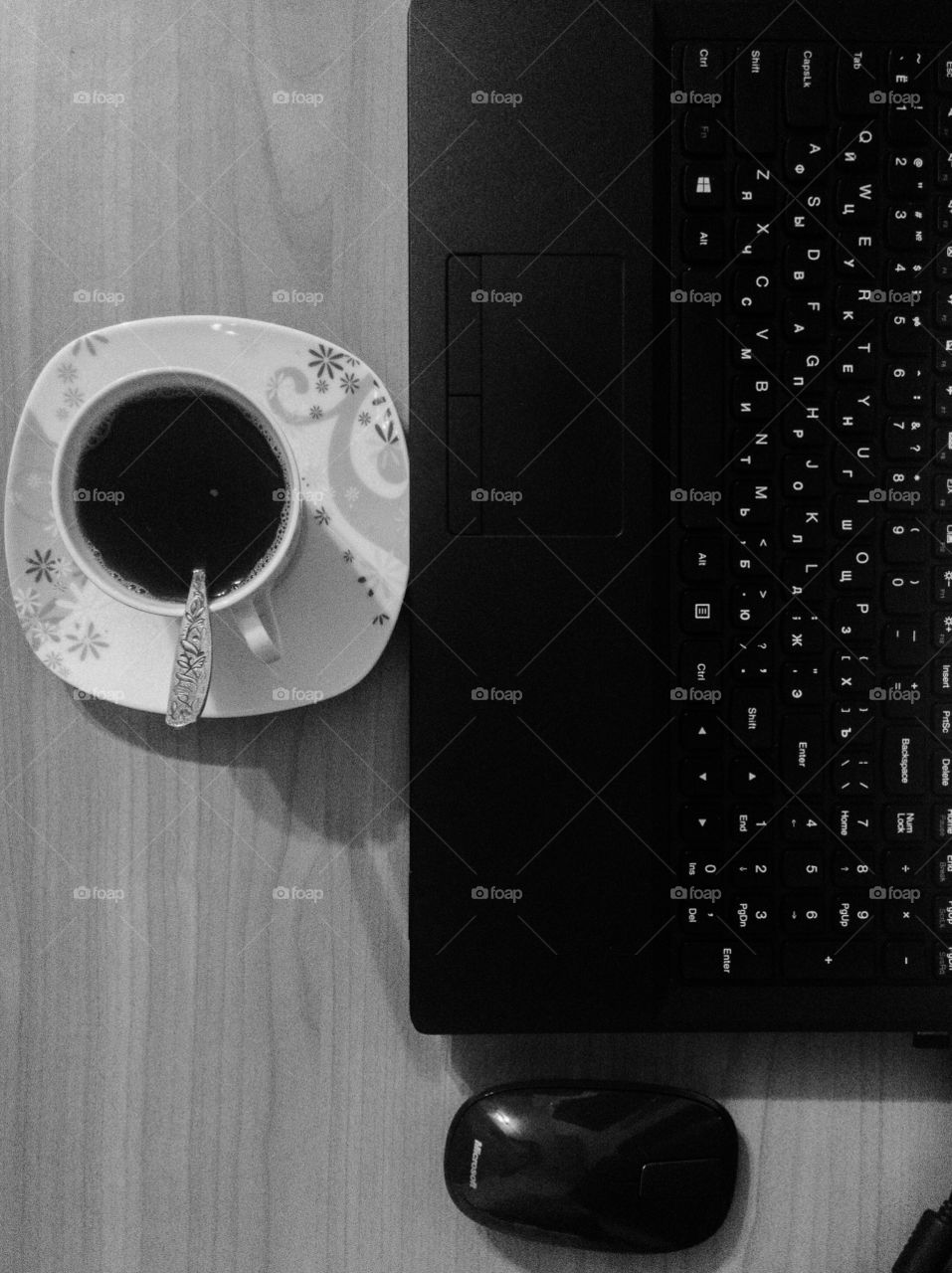 Cup of coffee and work