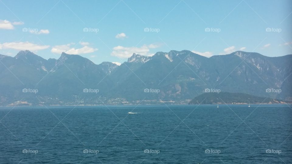 Howe Sound landscape off BC Ferries in Beautiful BC