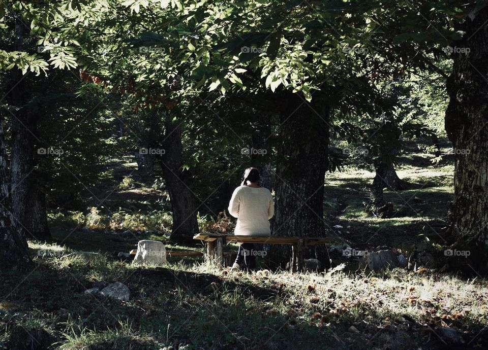 Woman enjoying the magical forest 