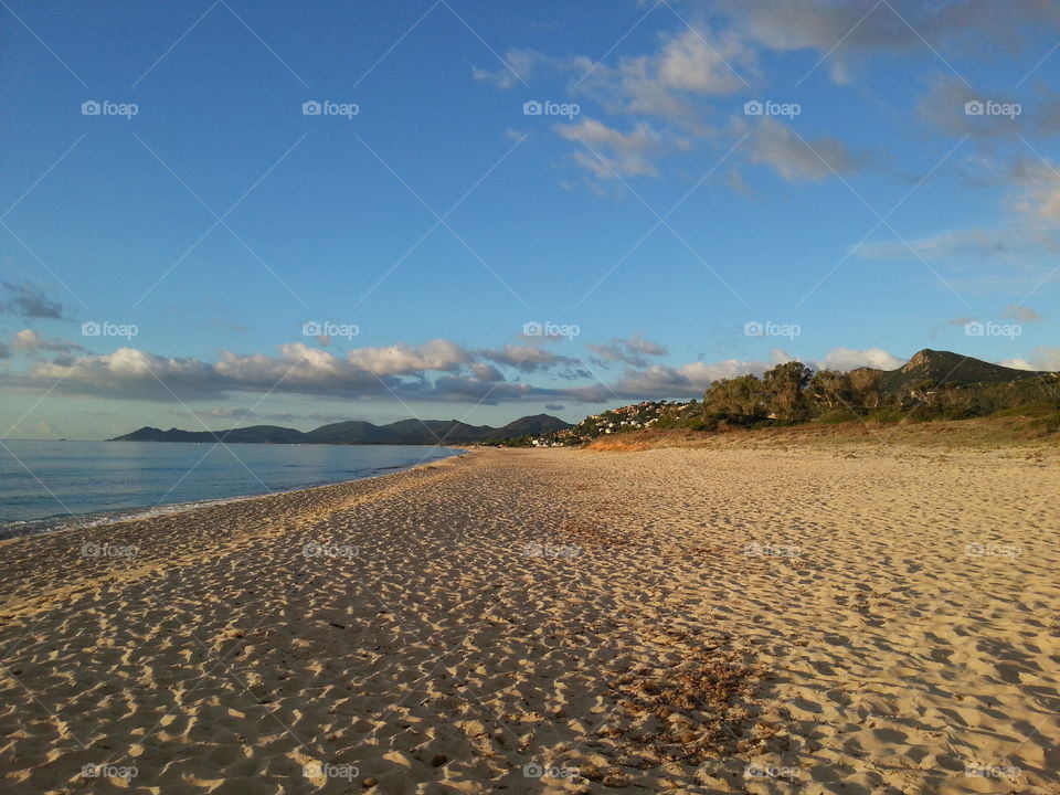 costa rei beach in sardinia. morning sardinia island