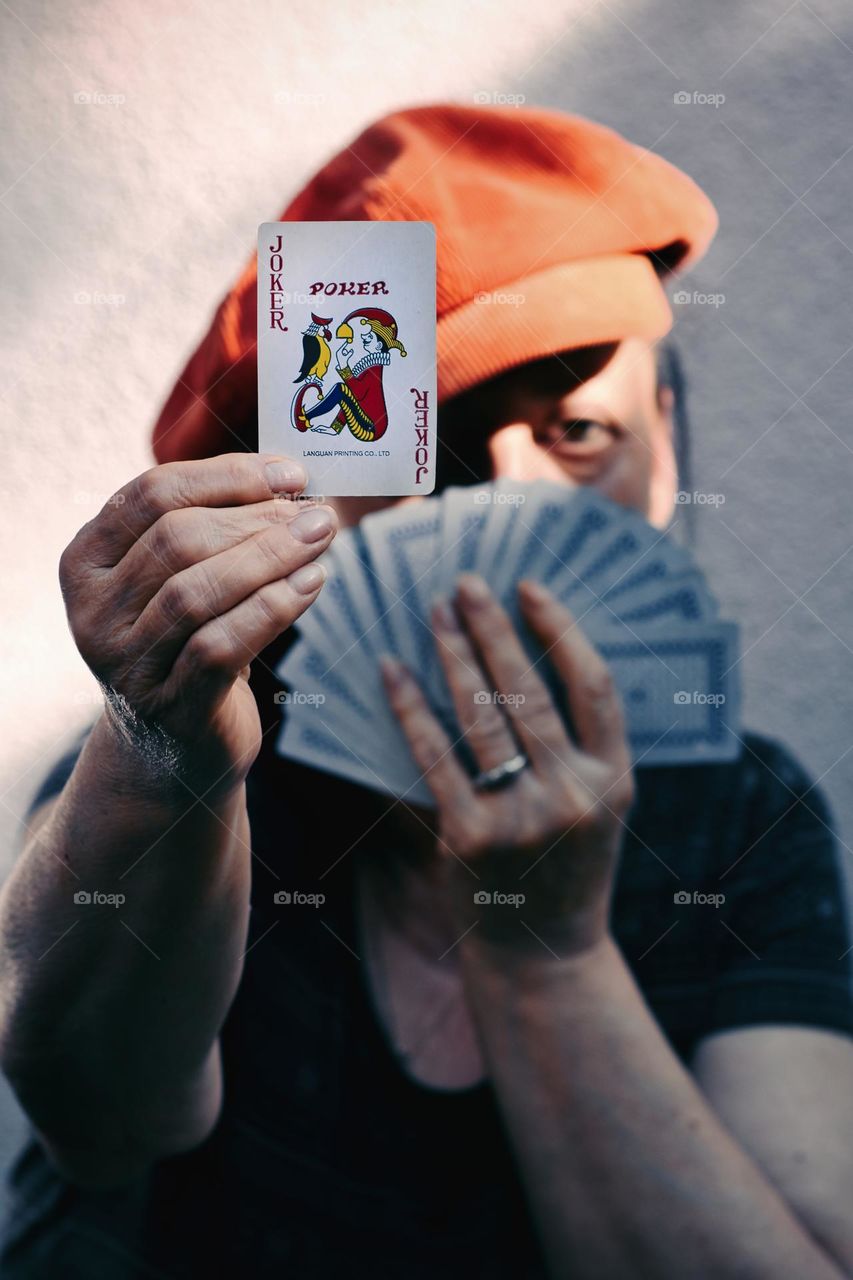 Portrait shot of woman poker player