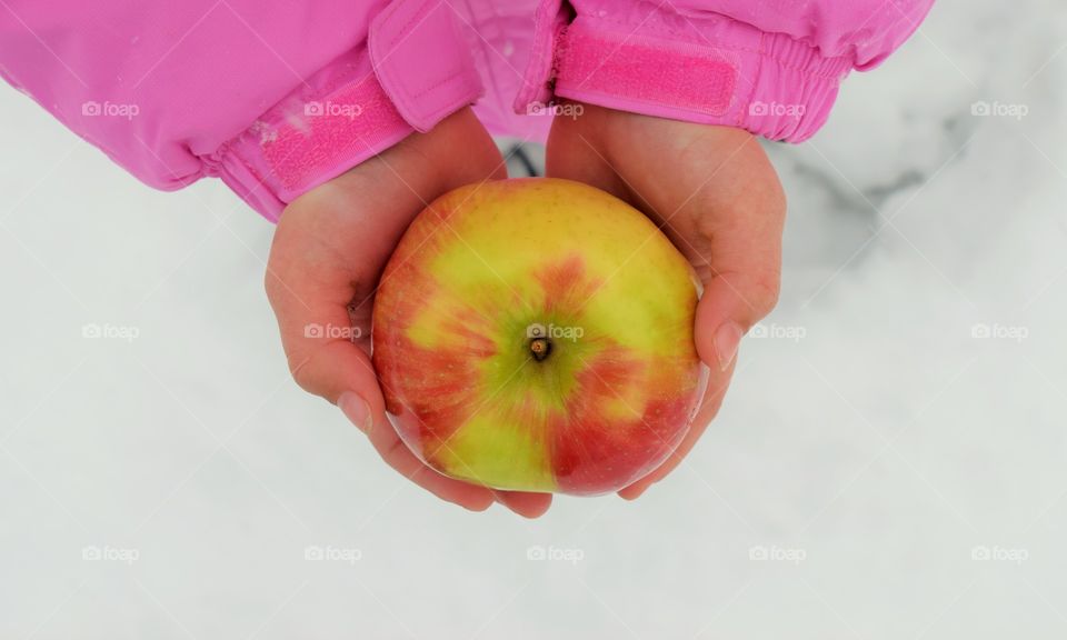 High angle view of apple