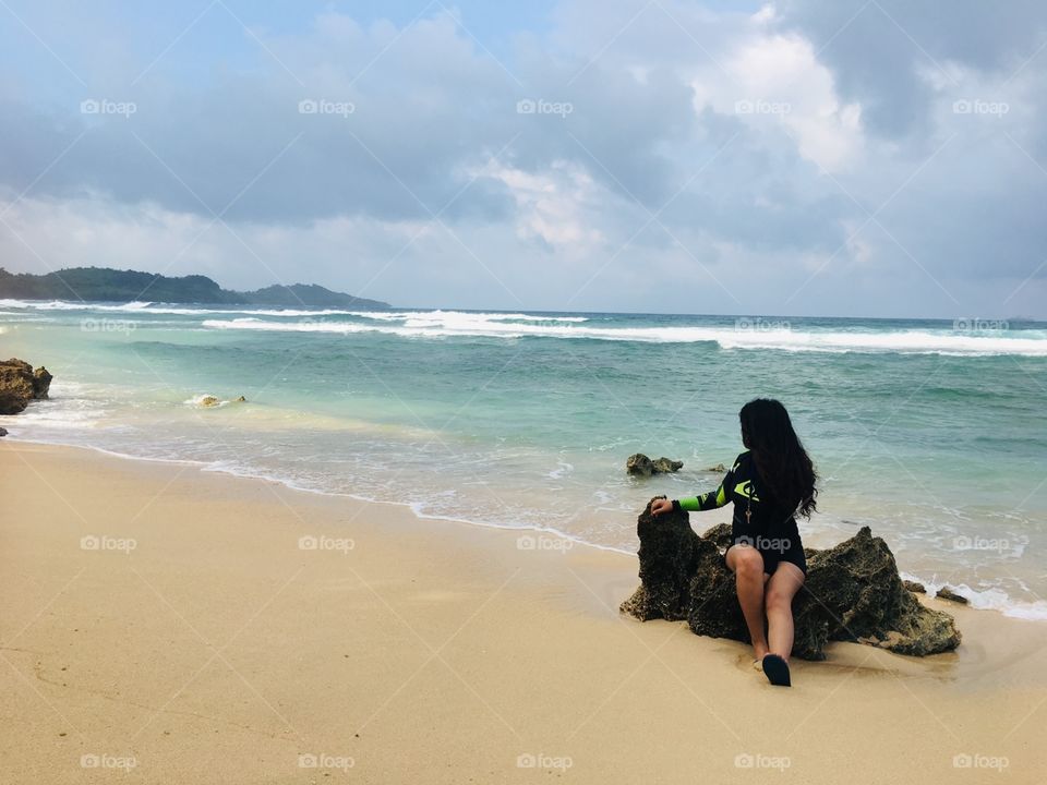 Looking at the beach waves