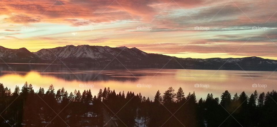 sunset lake tahoe. photo of sunset from where I work in Lake tahoe