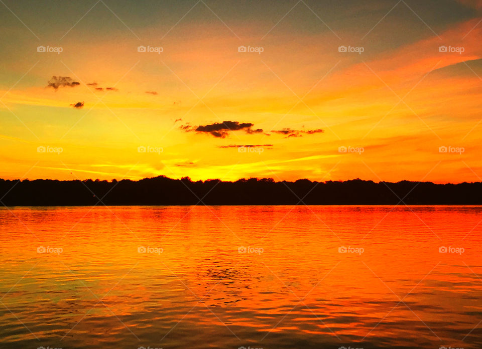 Sunset over the lake