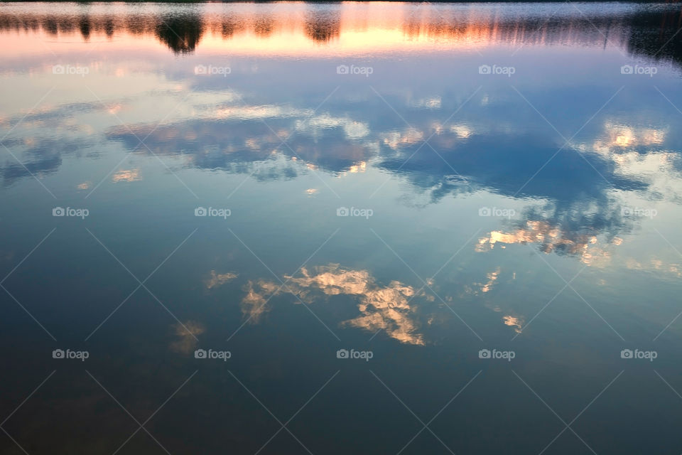 Evening sky reflection in the lake.