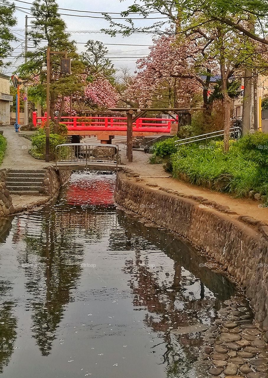 Red Japanese style bridge