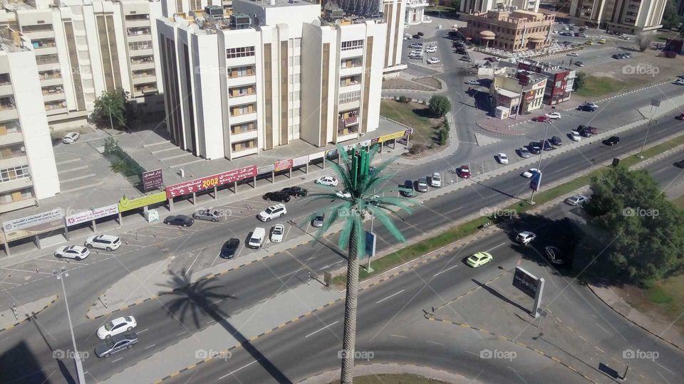 Top view of fujairah city united arab emirates