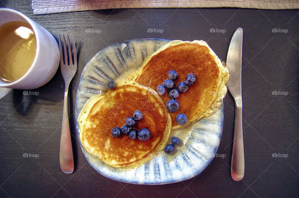 Pancakes with blueberries. 