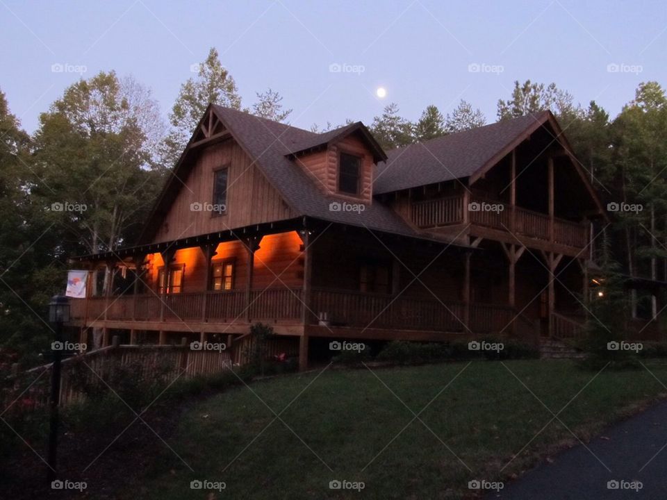 Log Cabin at dusk