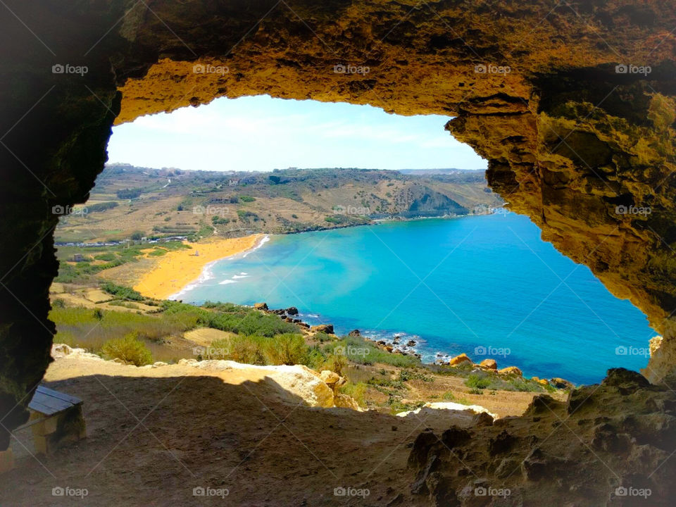 Ramla, the most beautiful beach in Gozo, which is located in Malta