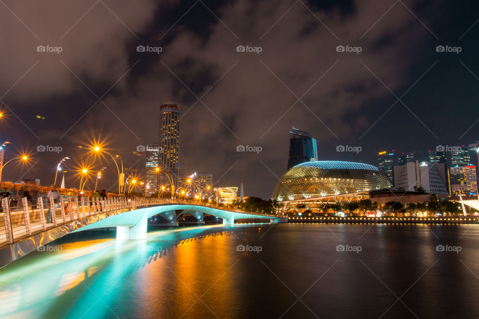 Singapore walkway at night 