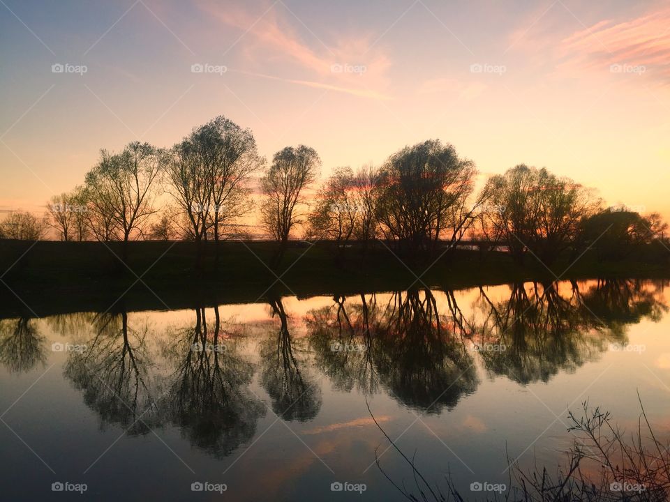 Dawn, Sunset, Landscape, Tree, No Person