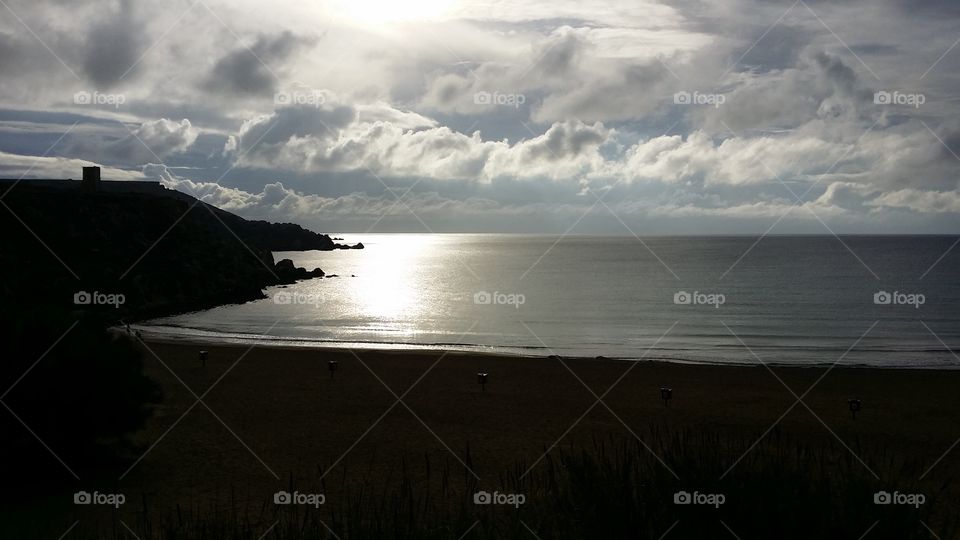 Beach in silhouette