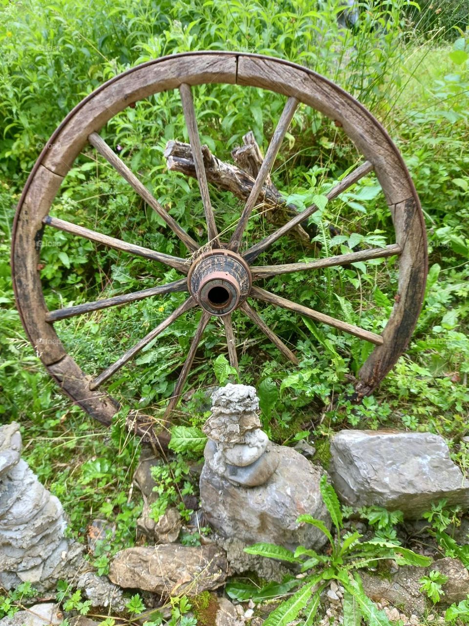 Old Wooden Wagon Wheel