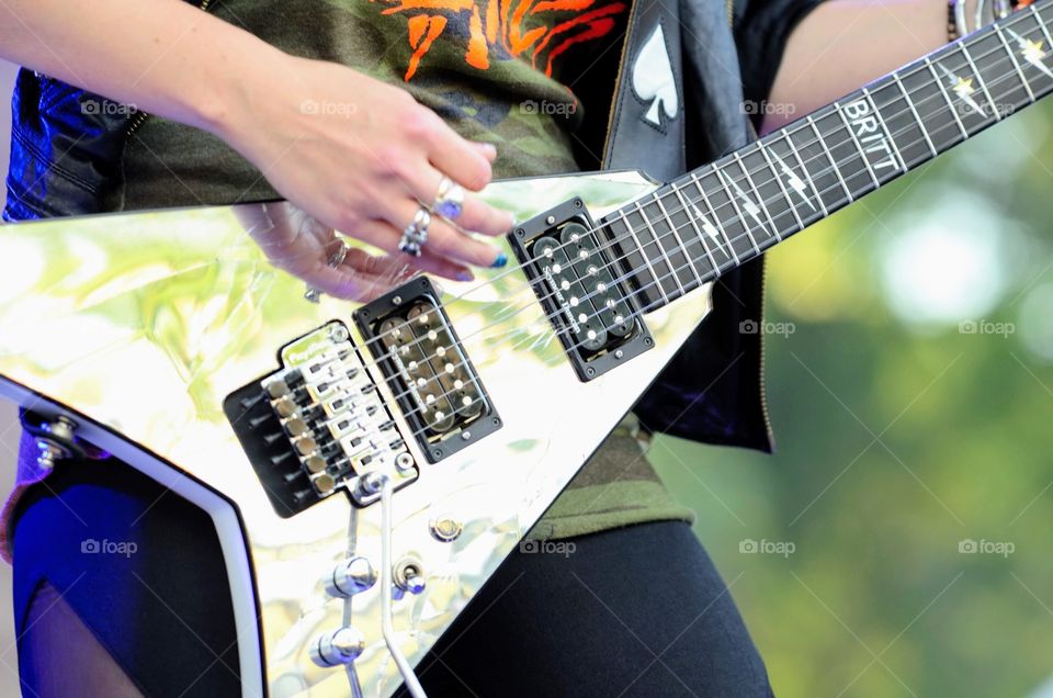 Female Rock Star Electric Guitar 