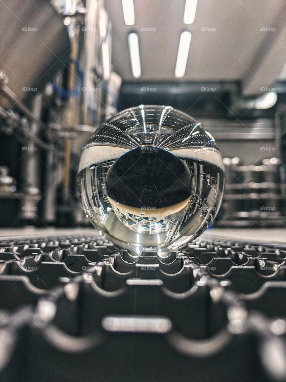 Top view of lensball,  crystal ball at the brewery