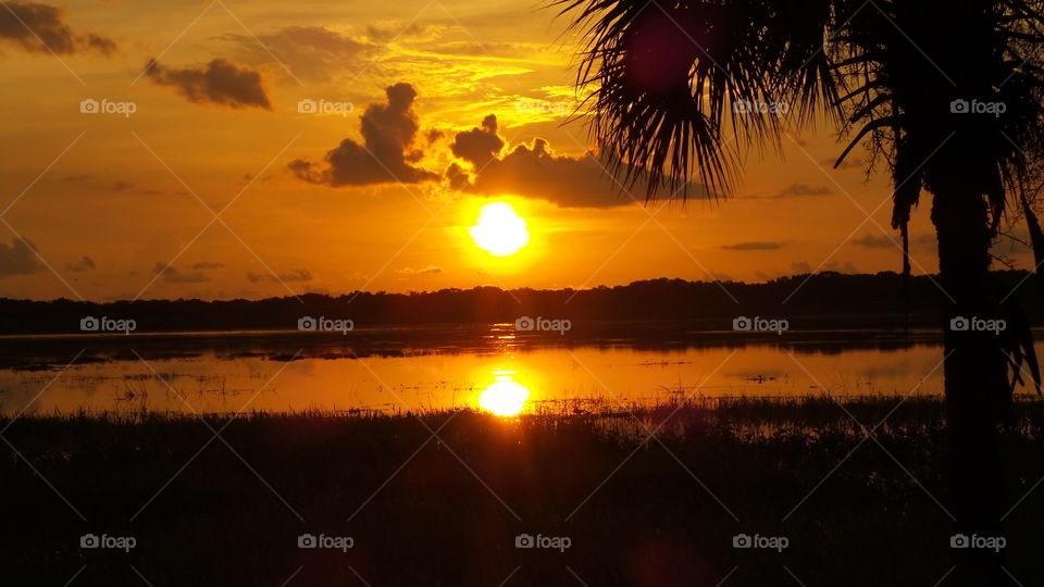 Myakka sunset over the lake