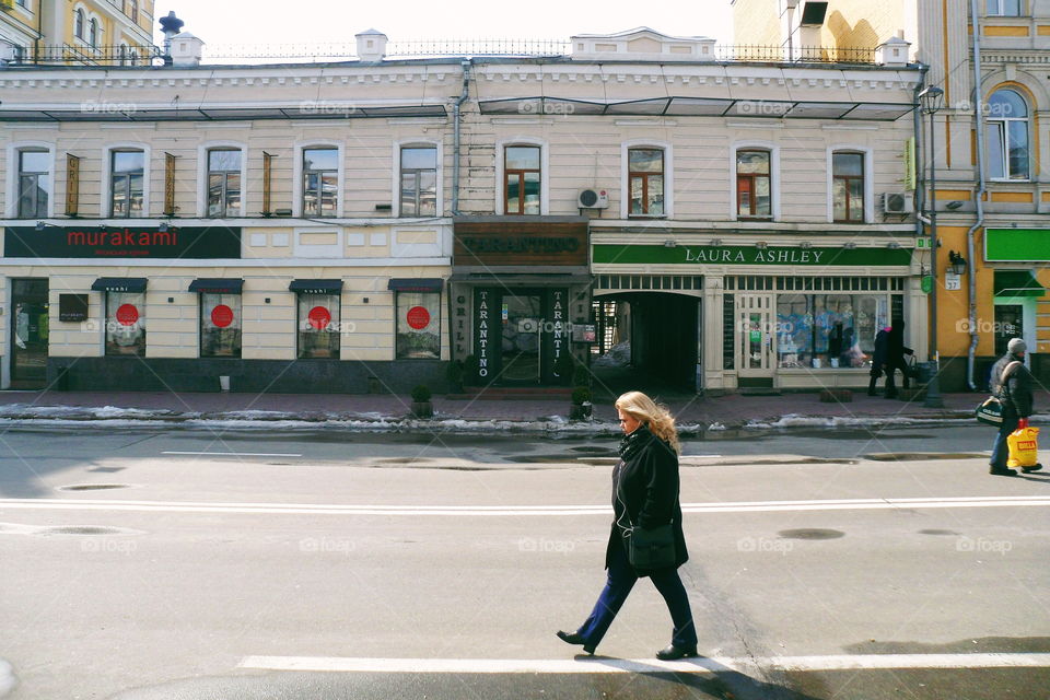 girl in the street of the city of Kiev