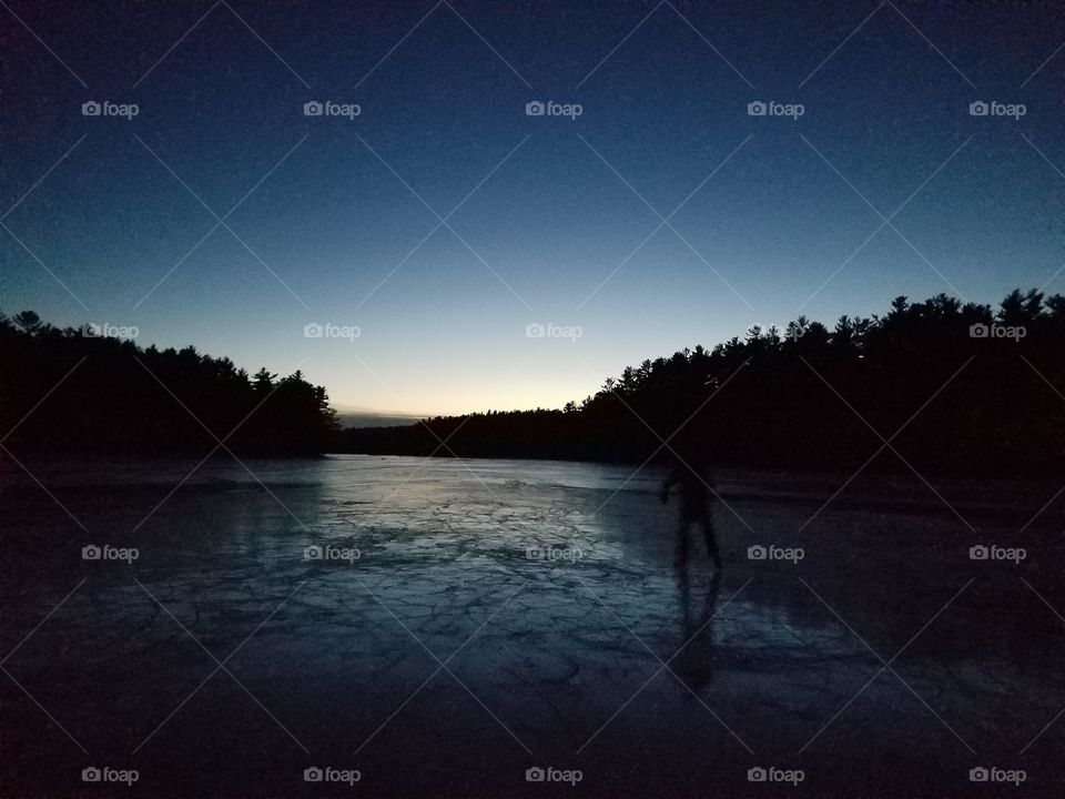 The background sky lights the path for the skating eyes