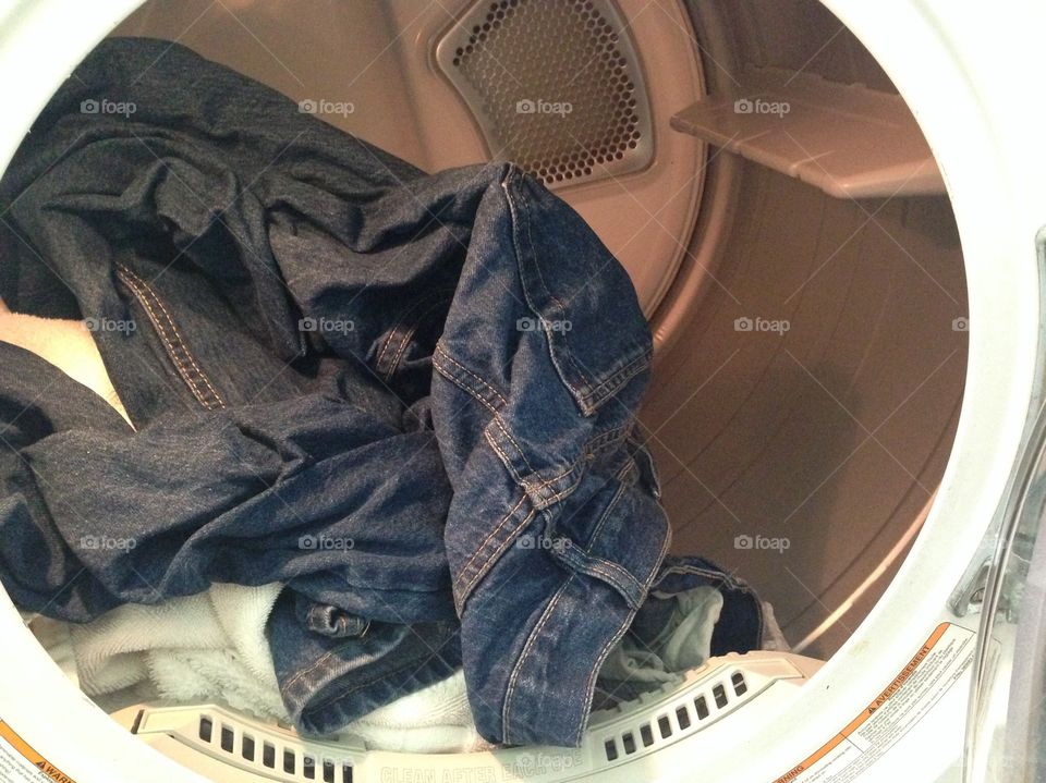 Denim jeans in washing machine 