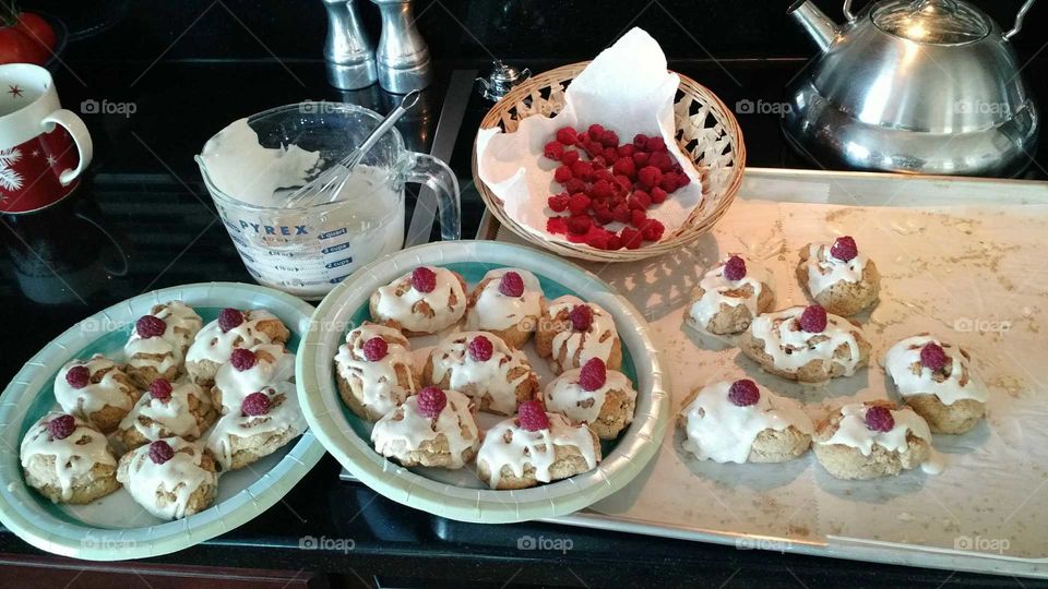 making raspberry scones