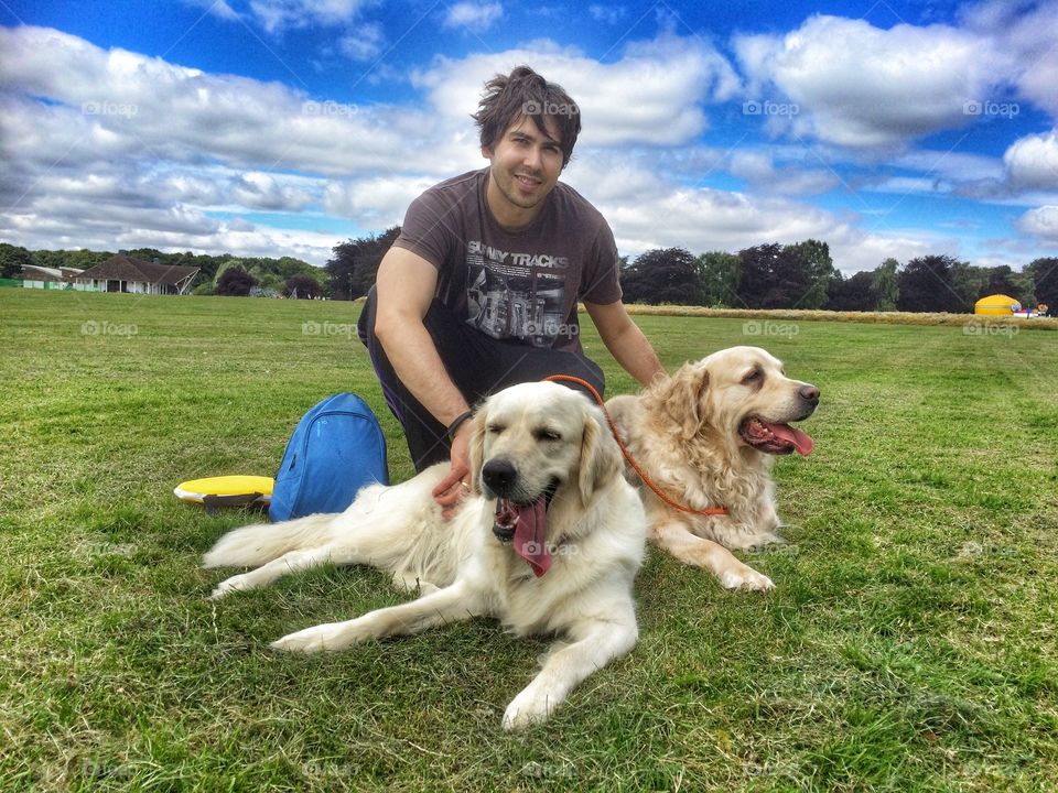 Handsome man with two dog