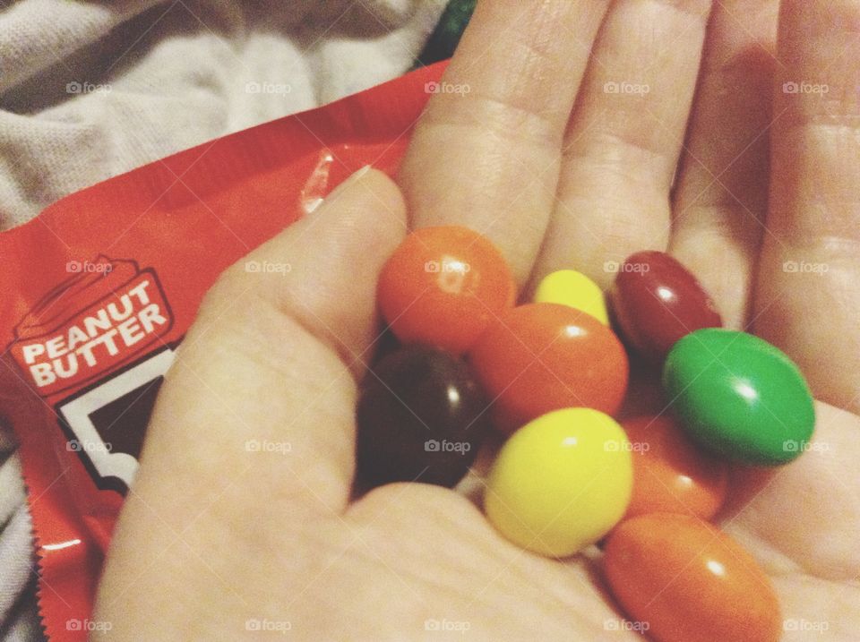 Handful of peanut butter m&m's
