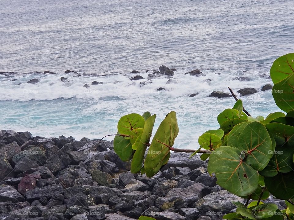 Waves crashing on the rocks..Old San Juan Puerto Rico
