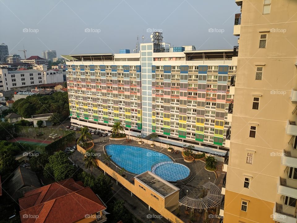 Hotel Swiming pool view from high ground