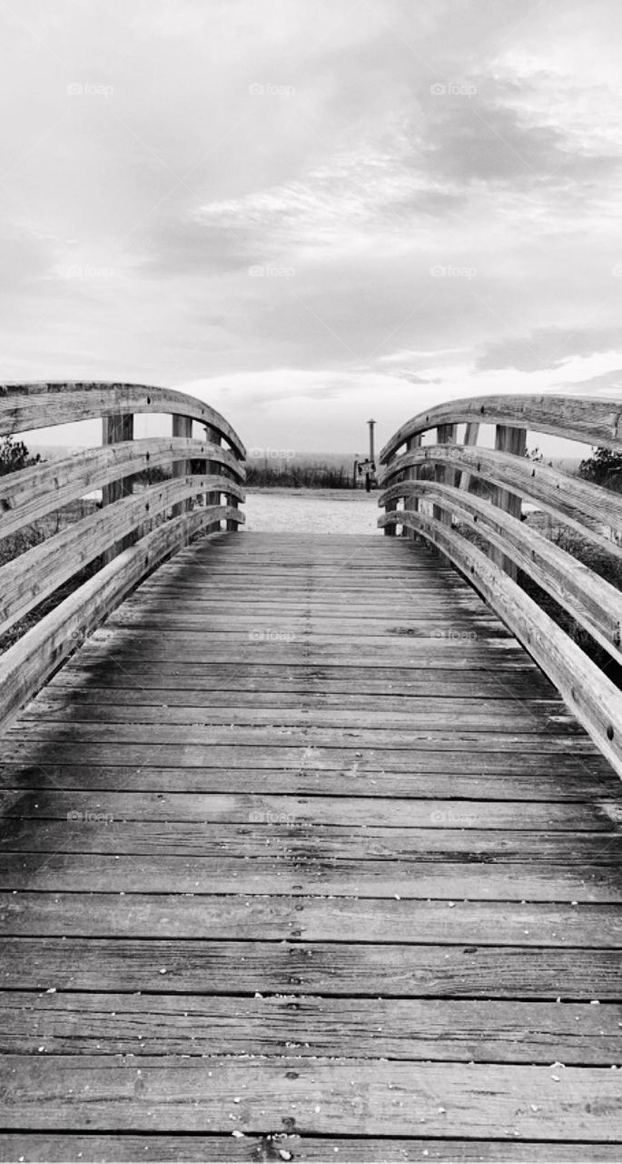Black and white wooden bridge