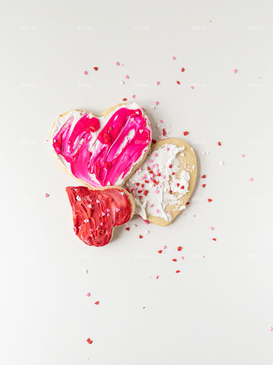 Vibrant heart shaped sugar cookies 