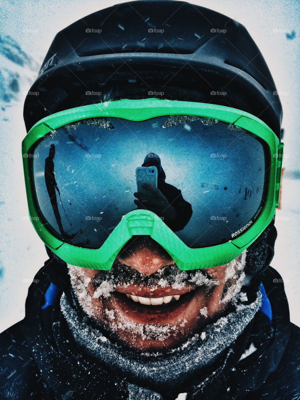 winter storm on a mountain during skiing in the french mountains
