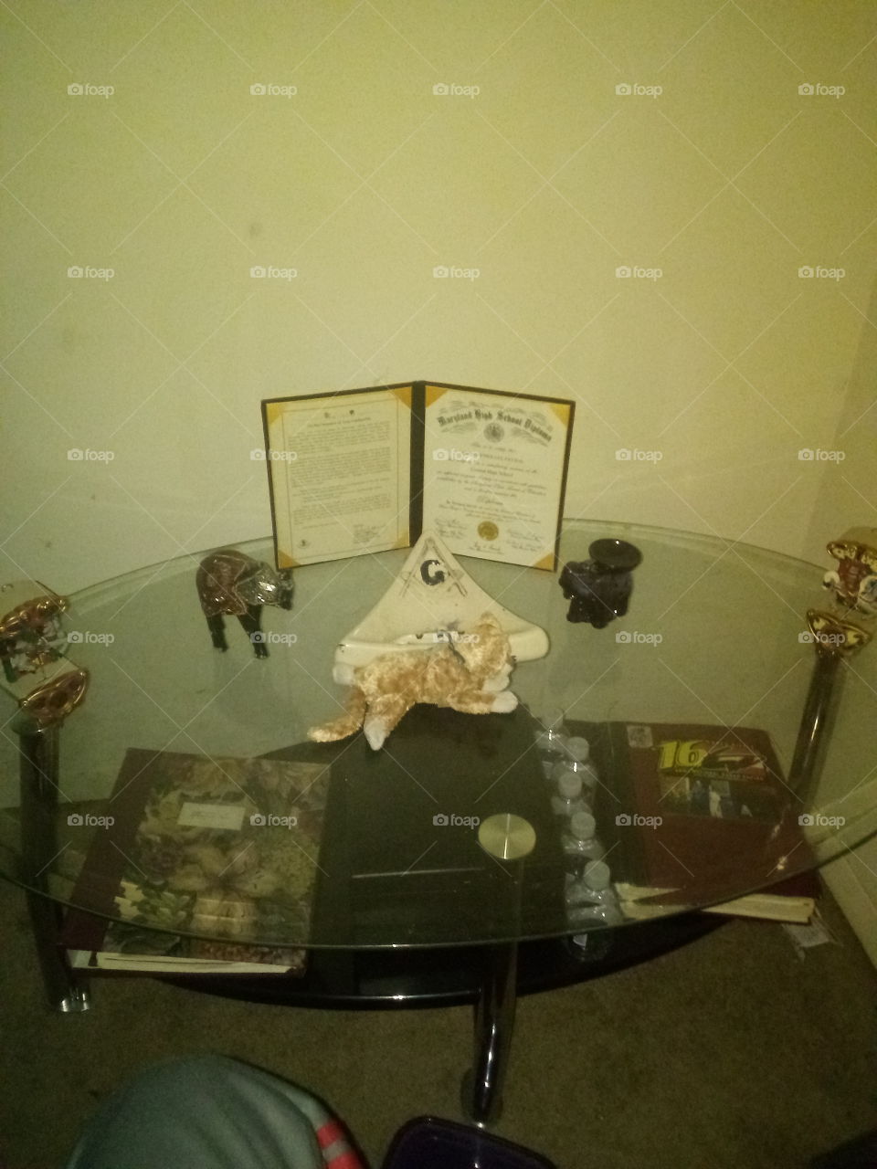 my Highschool diploma and some other personal items
