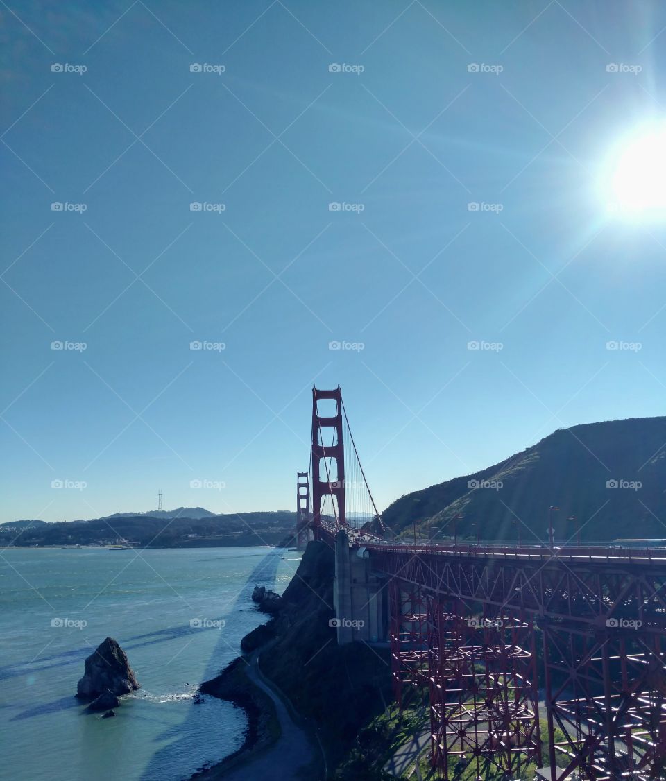 Golden Gate Bridge and surrounding area.